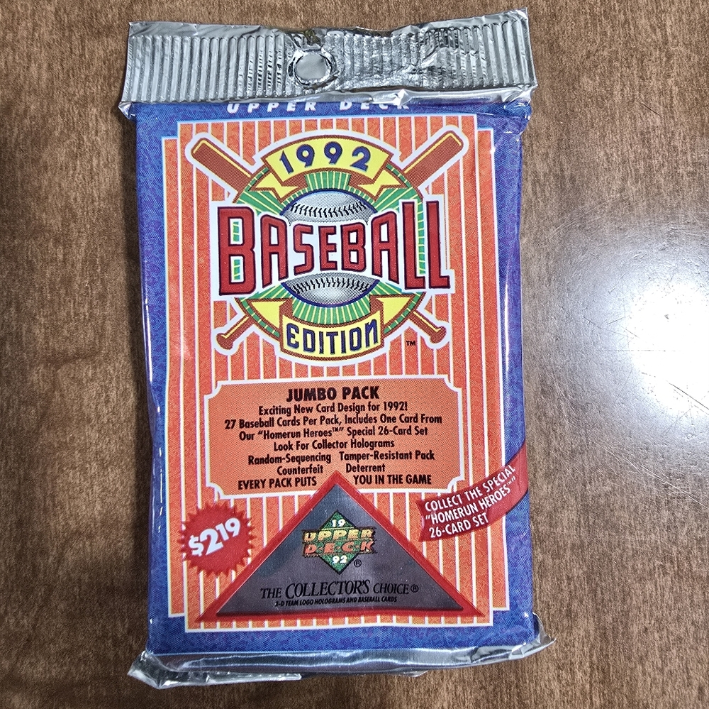 1992 Baseball Cards - 1 Jumbo Pack, Unopened, 27 Cards